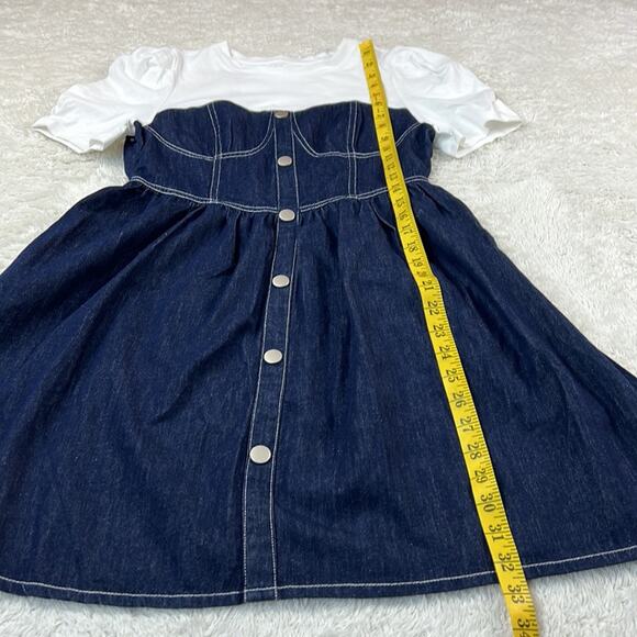 Seattle denim fit and flare button down bustier fit and flare dress, size L - Picture 4 of 7